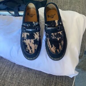 Dr. Martens Black and Brown Fuzzy Loafers